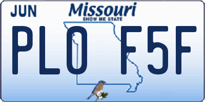 MO license plate PL0F5F