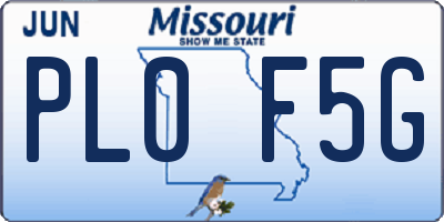 MO license plate PL0F5G