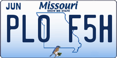 MO license plate PL0F5H