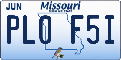 MO license plate PL0F5I