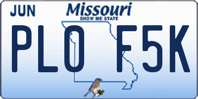 MO license plate PL0F5K