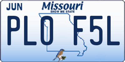 MO license plate PL0F5L
