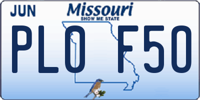 MO license plate PL0F5O