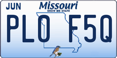 MO license plate PL0F5Q
