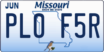 MO license plate PL0F5R