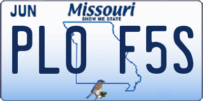 MO license plate PL0F5S