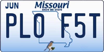 MO license plate PL0F5T