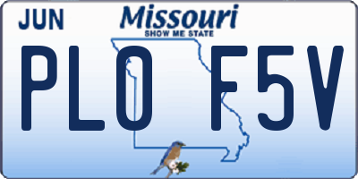 MO license plate PL0F5V