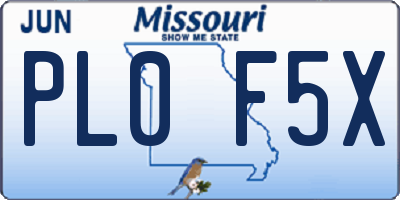 MO license plate PL0F5X