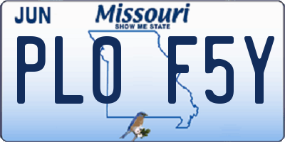 MO license plate PL0F5Y