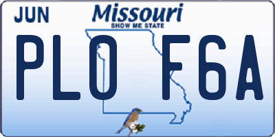MO license plate PL0F6A