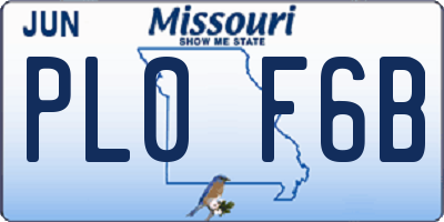 MO license plate PL0F6B
