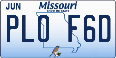 MO license plate PL0F6D