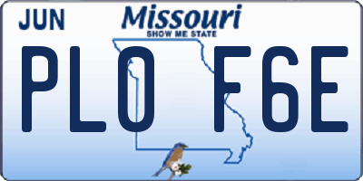 MO license plate PL0F6E