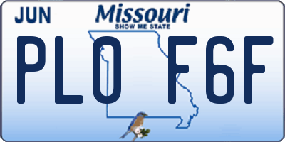 MO license plate PL0F6F