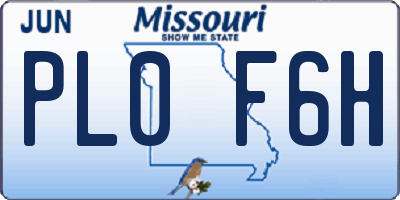 MO license plate PL0F6H