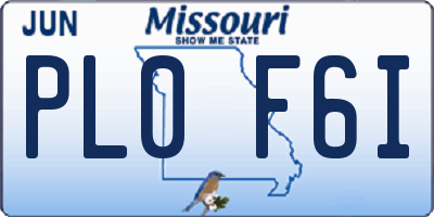 MO license plate PL0F6I