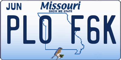 MO license plate PL0F6K