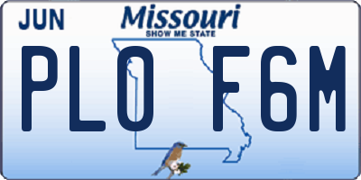 MO license plate PL0F6M