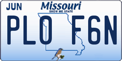 MO license plate PL0F6N