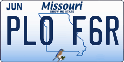 MO license plate PL0F6R