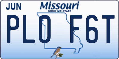 MO license plate PL0F6T