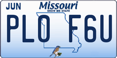 MO license plate PL0F6U