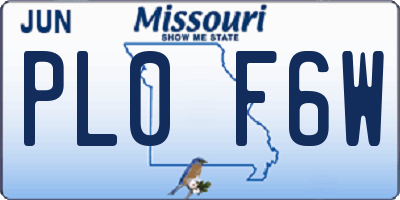 MO license plate PL0F6W