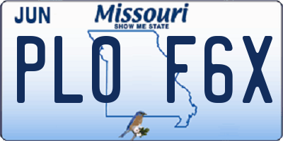 MO license plate PL0F6X