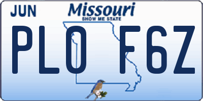 MO license plate PL0F6Z