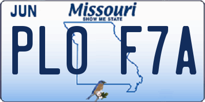 MO license plate PL0F7A