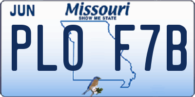 MO license plate PL0F7B