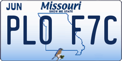 MO license plate PL0F7C