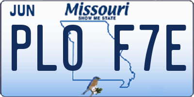 MO license plate PL0F7E
