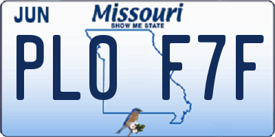 MO license plate PL0F7F