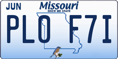 MO license plate PL0F7I
