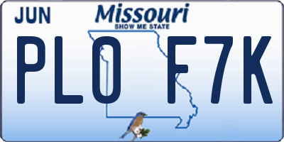 MO license plate PL0F7K