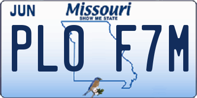 MO license plate PL0F7M