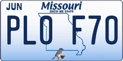 MO license plate PL0F7O