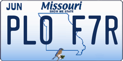 MO license plate PL0F7R