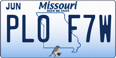 MO license plate PL0F7W