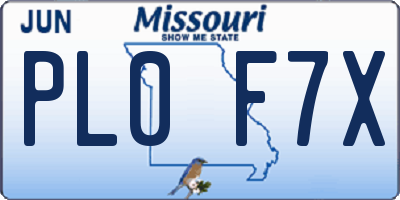 MO license plate PL0F7X