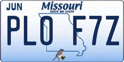 MO license plate PL0F7Z