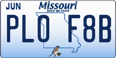 MO license plate PL0F8B