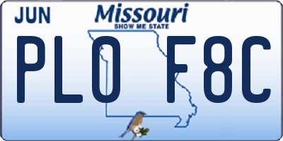 MO license plate PL0F8C