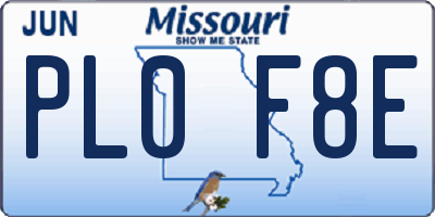 MO license plate PL0F8E