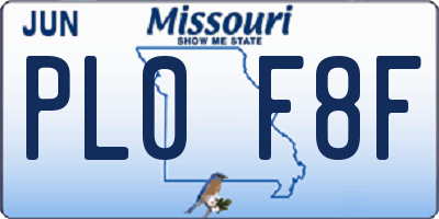 MO license plate PL0F8F