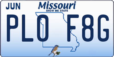 MO license plate PL0F8G