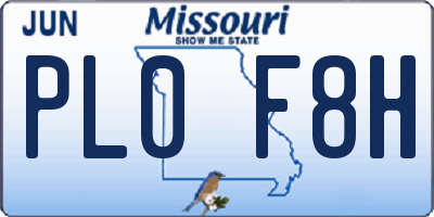 MO license plate PL0F8H