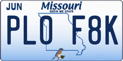 MO license plate PL0F8K